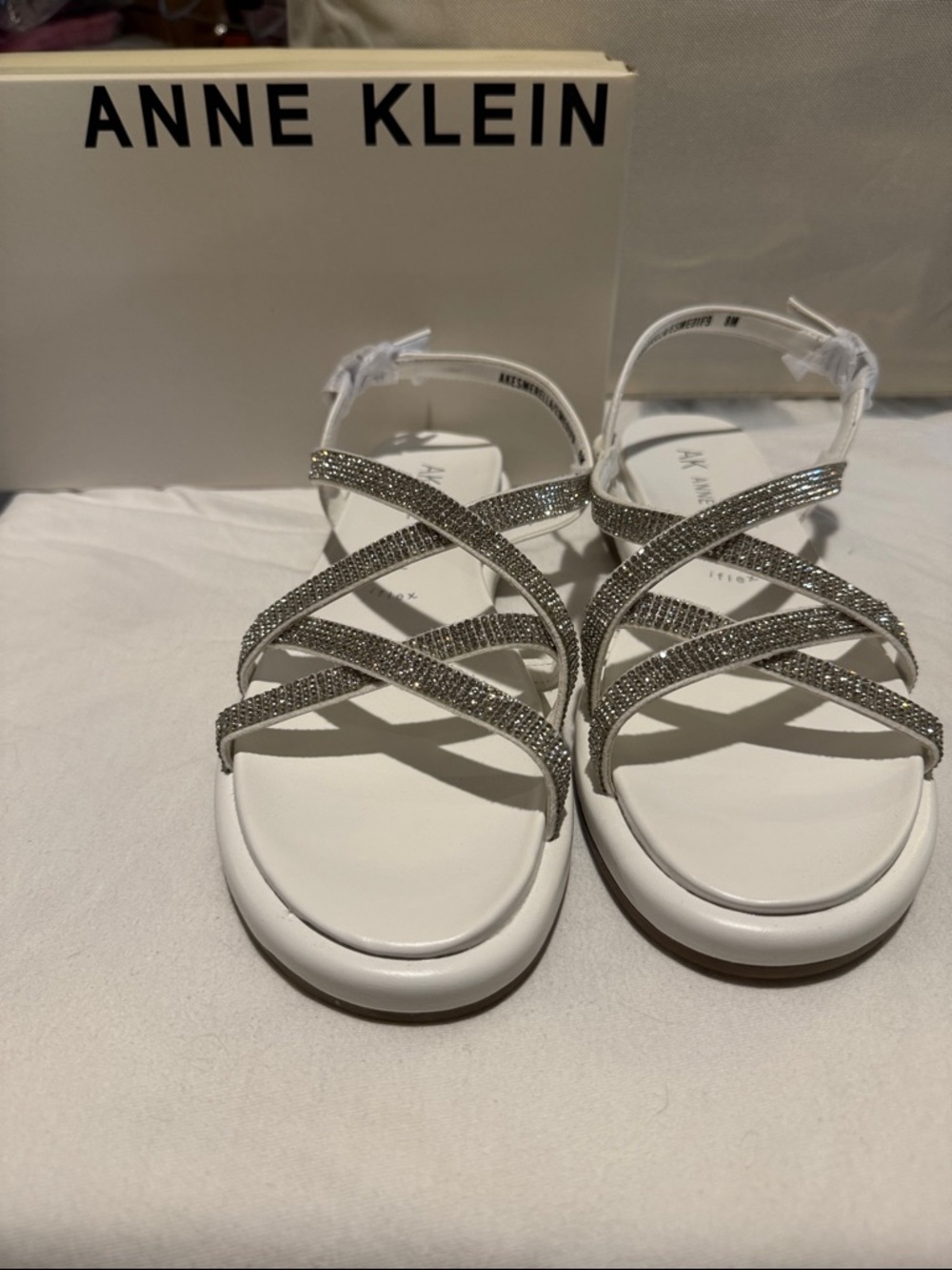 NIB Anne Klein white sandals.